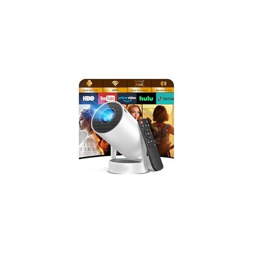 Projector 4K, HD 1080P Supported Mini Projector Auto Keystone & Focus 22000 Lumen 200 ANSI Bightness WIFI 6 & Bluetooth Home Theatre 200" 270° Rotatable Stand for Bedroom Outdoor Phone