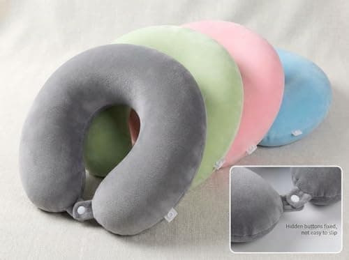 Boyfield Travel Pillow Memory Foam Neck Pillow for Travel, Travel Pillow for Airplane, Travel Neck Pillow Essentials, Grey, 29x29CM — view 2