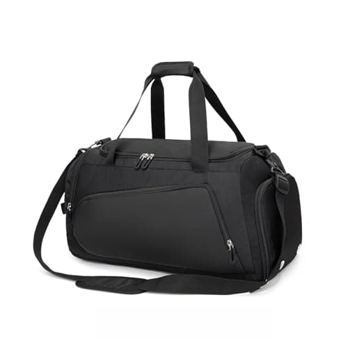 Waterproof Gym Bag Duffle Bag with Wet Pockets and Shoe Compartment,Durable Sports Holdall Bags Travel Bag for Women Man(Black,40L)