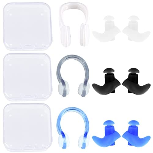 3 Pairs Silicone Nose Plugs and Earplugs Sets - Waterproof Nose Ear Protectors for Adults, Kids, Women, Men - Swimming, Water Sports, Pool