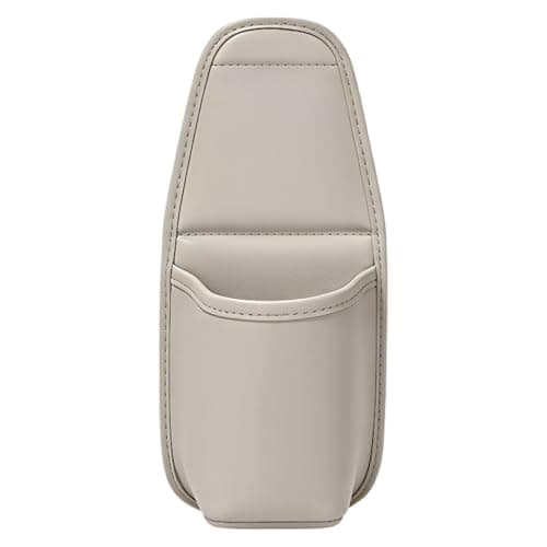 Leather Car Side Pocket Organizer Door Cup Holder Phone Slot (Beige)