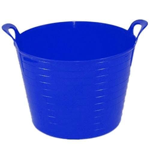 42L Flexi Tub Multi-Coloured Robust Versatile Large Garden Trug with Handle, Handy Builders Buckets Heavy Duty Stackable Durable Flexible Buckets for Home Garden, Animal Feed (Blue)