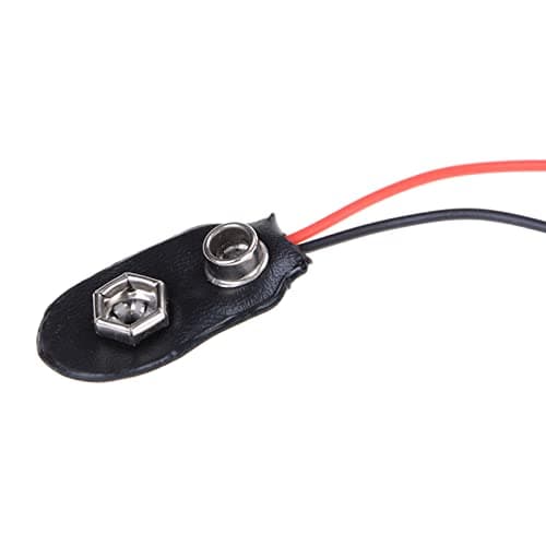 OSNIYAW Pack of 10 9V Battery Clip Connector, I Type, Faux Leather, Long Cable Housing, Connector, Black Red Wires, Length 5.9 Inches — view 5