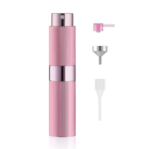 Toureal Travel Perfume Atomiser Refillable - Mini Aftershave Spray Bottle-Portable Empty Cologne Refill Pump Dispenser for Men - Small Glass Fragrance Atomizer for Women Pink