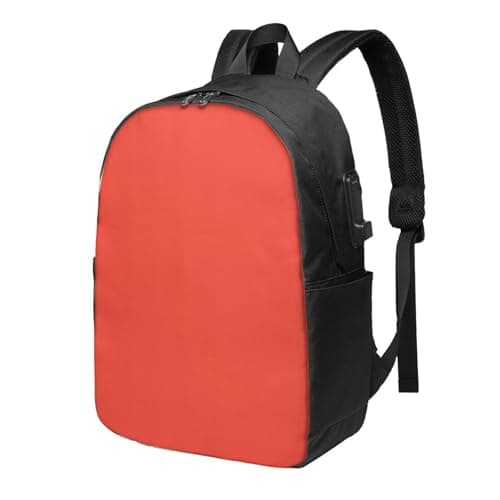 Coral Red Print Laptop Backpack 17 Inch With Usb Charging & Headphone Port, Waterproof Stylish Computer Bags For School Business Travel Work Student Teacher