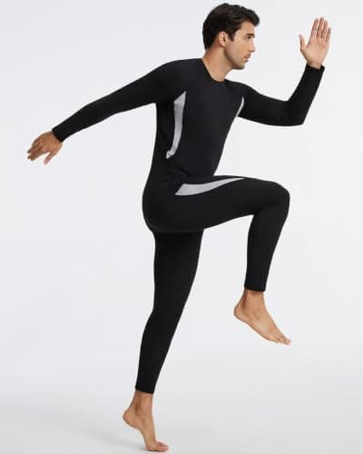 Mexholin Men's Thermal Underwear Mens Thermal Base Layer Set Long Sleeve Top & Bottom Winter Warm Quick Dry Long Johns for Workout Skiing Running Black/Army green L — view 4