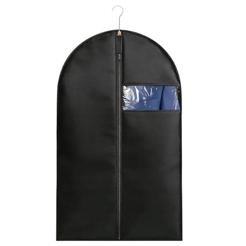 Suit Bags,Foldable Dress Bag,Garment Bags with Clear Window Black Zipper, Dust-Proof Clothes Covers for Home Storage for Coat, Jacket, Clothes F6-YFFCD (Black-1pc)