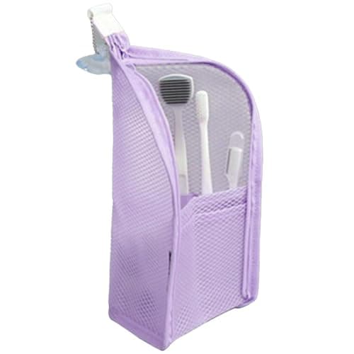 Standing Toiletry Bag Wet and Dry Separation Waterproof, purple, See