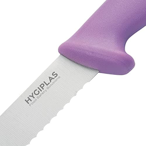 Hygiplas Stainless Steel Bread Knife 20cm/8", Purple, Dishwasher Safe — view 3