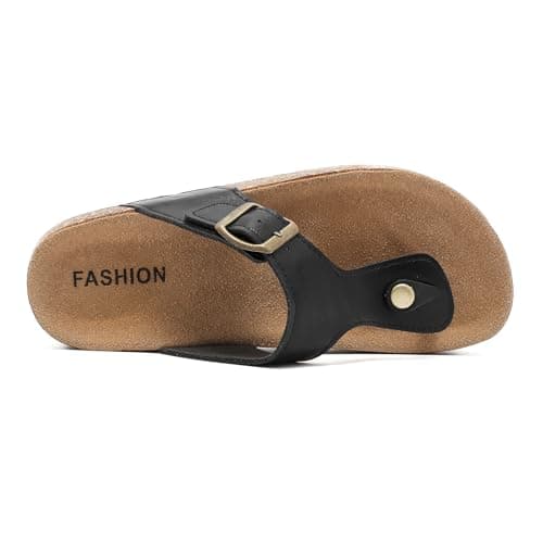 Foinledr Cork Footbed Sandals for Women & Men, Adjustable Buckle Flip Flops — view 4