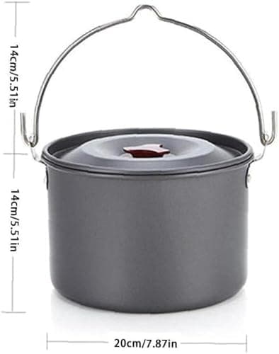 Lightweight Aluminum Camping Hanging Pot with Lid, Large Cookware for 5-6 People, Ideal for Campfire, Picnic and Outdoor Activities — view 3