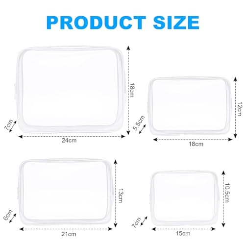 Aucuu Clear Toiletries Bag, 4 Pack PVC Waterproof Toiletries Carry Pouch, TSA Approved Travel Toiletry Bag with Zipper, Multi-Size Cosmetic Makeup Bags for Women and Kids - Travel Business — view 2