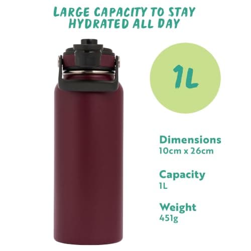 Polar Gear 1L Insulated Water Bottle, Stainless Steel Leak-Proof + Chug Cap — view 4