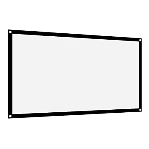16:9 Projection Screen, Portable Movie Screen Foldable Polyester White Soft Projector Curtain Anti-Crease Cinema Screen for Home Theater, Conference, Camping, Indoor Outdoor Backyard Party