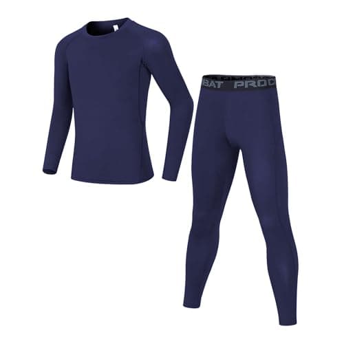 Kids Base Layer Boys Football Skins Thermal Long Sleeve Top Leggings Sport