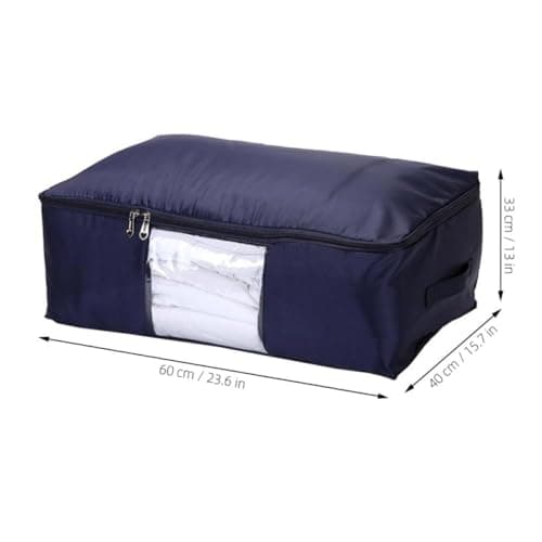 PACKOVE Quilt Storage Bag Large 60x40x33cm Fabric Zipper with Handle Navy — view 2