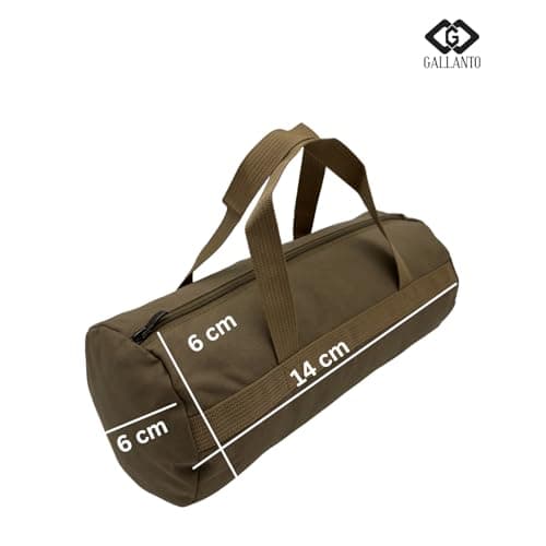 Premium Heavy Duty Canvas Tool Bag-Small Cylindrical Duffle Design for Essential Hand Tools-Durable Construction with Reinforcement-Wide Mouth for Easy Access (Light Brown) — view 4