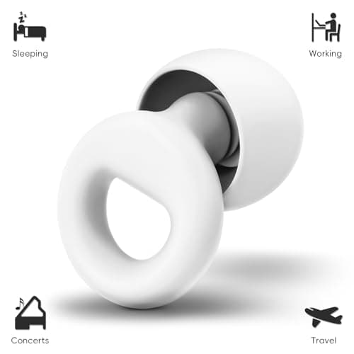 HOYIO Ear Plugs for Noise Reduction–Super Soft, Reusable Hearing Protection in Flexible Silicone for Sleep, Noise Sensitivity & Flights-8 Ear Tips in XS/S/M/L–27dB Noise Cancelling–White — view 3