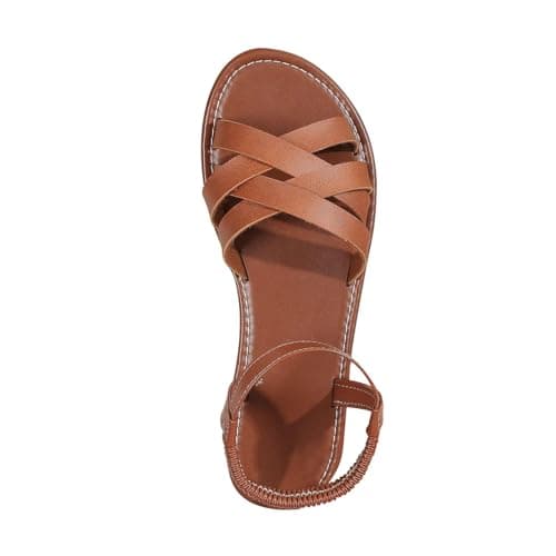 Ladies Sandals Womens Flat Sandals Cross Strappy Open Toe Sandal Elastic Strap Hiking Sandal Casual Travel Breathable Flip Flop Womens Wide Fit Slippers Ladies Summer Beach Shoes — view 4