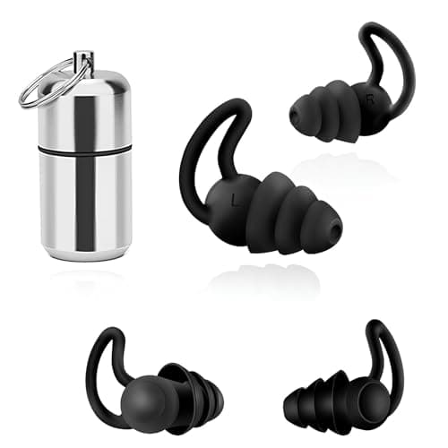 Ear Plugs for Sleep, Noise Cancelling Ear-Plugs Reusable Soft Silicone Earplugs for Sleeping, Snoring Partner, Travel, Deep Focus, Side Sleepers, Work & Studying, Comfortable,Black 2Pairs