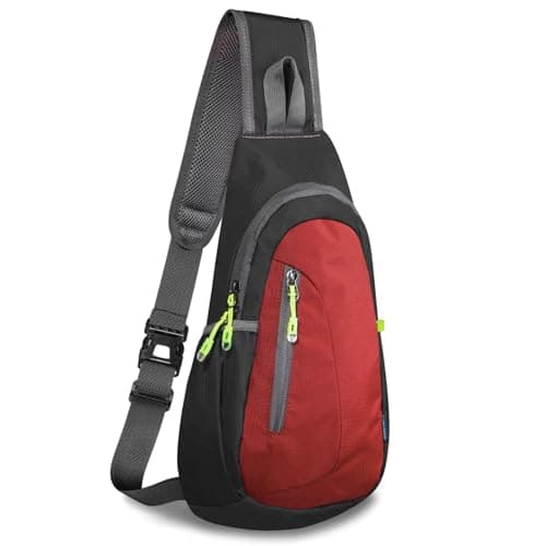 TITECOUGO Small Sling Bag Lightweight Crossbody Bag for Women Rucksack for Men Running Backpack Travel Chest Pack Shoulder Daypack for Gym Work Outdoor Hiking Sports Black/Red