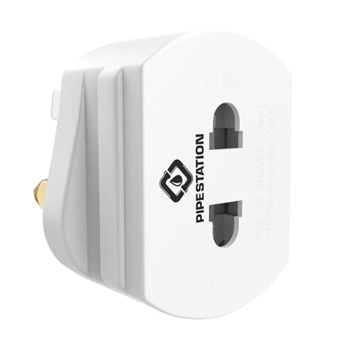 Pipestation Shaver Plug Adaptor UK – 2 Pin to 3 Pin Toothbrush Adapter Plug, 1A Fused Converter for Oral-B, Philips, Braun and Remington Chargers – White — view 5