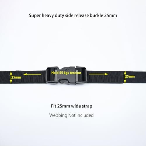 Baikeen Quick Side Release Buckles 25mm Heavy Duty Plastic Clips Belt Buckle Snap Clasp Backpack Buckle Replacement Dual Adjustable No Sewing for srrap(25mm,2sets) — view 5