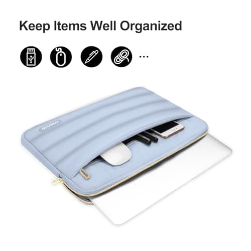 MOSISO 13.3 inch Laptop Case Puffy Sleeve with Small Bag, Baby Blue — view 2