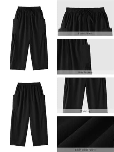 ZANZEA Womens Linen Wide Leg Trousers Casual Summer Palazzo Harem Pants — view 4