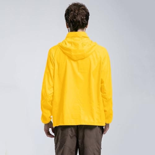 Winter Jacket Men's Jacket Blouson Jacket Men's Rain Jacket for Four Seasons Plain Packable Lightweight Windproof with Rainwear for Outdoor Travel Hiking Cycling, yellow, L — view 2