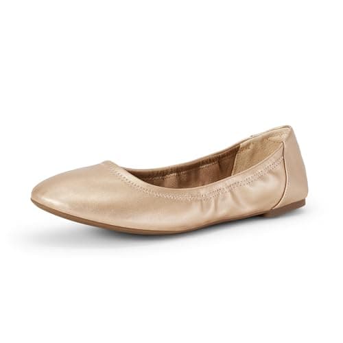 Amazon Essentials Women's Slip-On Ballet Flat Ballerina Shoes, Rose Gold, 6 UK Wide