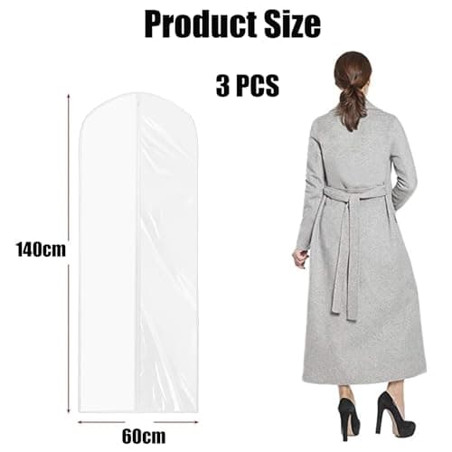 3 PCS Long Dress Garment Bags - Full Length Covers With Zip, Waterproof, Dustproof, Translucent — view 2