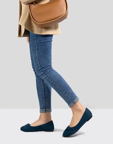 MaxMuxun Women Pregnant Walking Casual Dolly Shoes Slip-on Bow-tie Ballet Ballerina Pumps After Party Navy Flats Size 6 UK / 39 EU — view 3