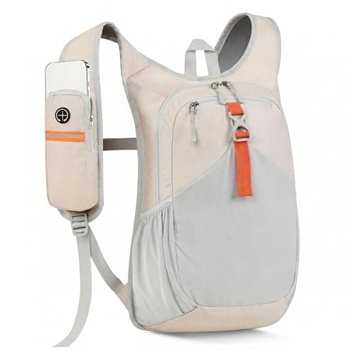 Ameble Ultra-Light Foldable Small Hiking Backpack, Packable Daypack with Multi-Pockets, Lightweight Travel Backpack for Camping, Running, Hiking, Outdoor, Beige (18x5x11 In)