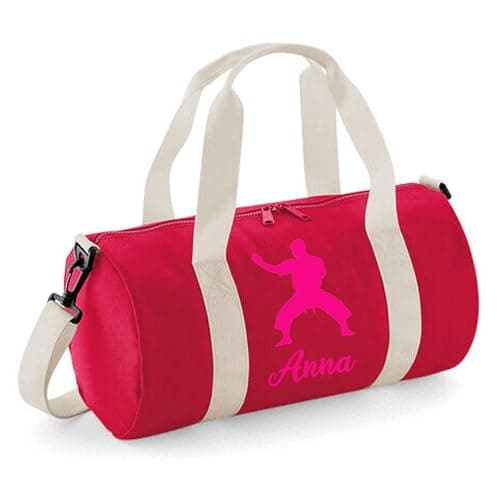 Personalised Martial Arts Overnight Bag Gym Holdall Sports Bag – Ideal Karate, Judo & Taekwondo, Large Travel Bag – Compact Size 20x20x40cm Dynamic Gift 12L Barrel Bag for Training – Red — view 6