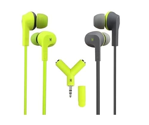 Couples Earphones with 3.5mm Audio Splitter – 2× In-Ear Headphones + Y-Sharing Adapter for Phones, Tablets & Laptops – Perfect for Travel, Movies, Netflix & Music Together