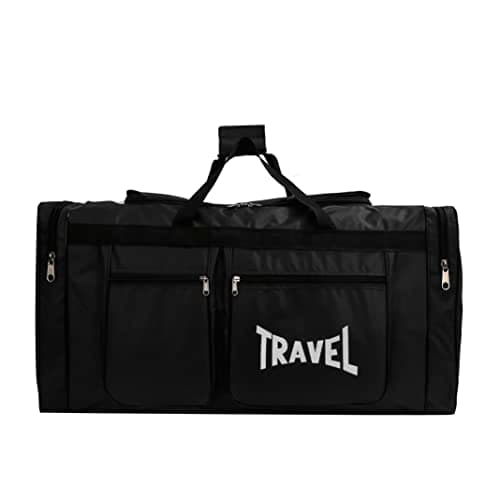 Haipky 100L Foldable Travel Duffles Bag, Sports Gym Bag, Shoe Compartment, Lightweight and Waterproof, Large Capacity, Unisex (Black)