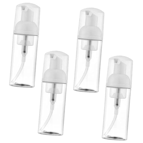 4 PCS Foam Pump Bottle Dispenser – 50ml Travel Size Refillable Foaming Soap Dispenser for Hand Soap, Facial Cleanser, Shower Gel, Shampoo & Skin Care (Transparent)