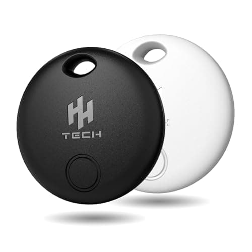 HH-Tech Smart Tag (Pack-2 Black+White) For Apple iOS Devices, Smart Tracker, Key Finder, Replaceable Battery, Easily Track Your Wallet, Bag, Suitcase, and More Worldwide with Apple Find My App