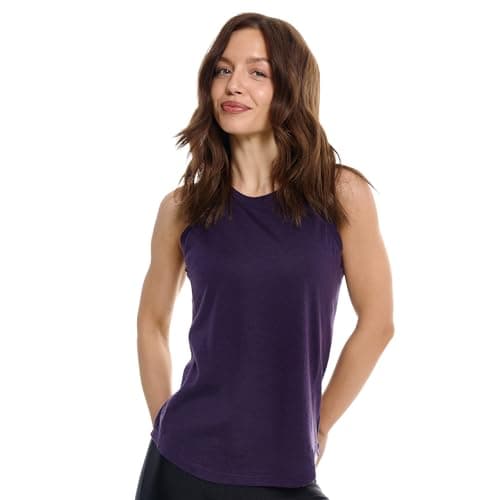 Merino.tech Women’s Merino Wool Tank Top - Active Lightweight Undershirt Moisture Wicking Breathable Base Layer (Medium, Dark Purple Highneck)