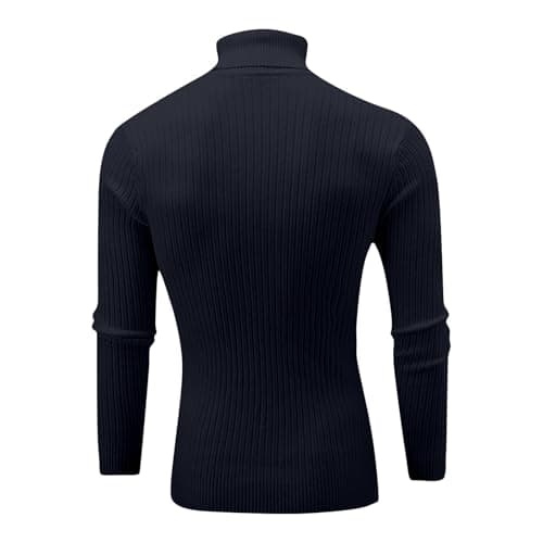 XMWSPO Men's Cable Knit Turtleneck Sweater,Long Sleeve Warm Sweatshirt — view 4