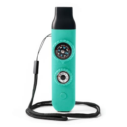 Emergency Survival Safety Whistle,Whistle for Kids with Lanyard,Compass,Thermometer,Ideal for Kayaking, Boating, Hiking, Camping, Climbing(Turquoise)