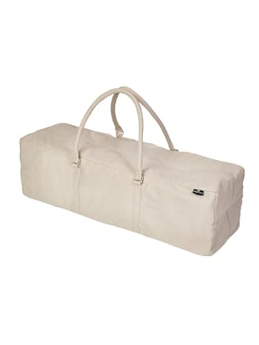 Yoga Studio Yoga Kit Bag | YKK Full Zipp Fastening Carrier Equipment Bag | Cotton Yoga & Pilates Unisex Mat Bag with Storage Pocket Compartments for Mats & Accessories | Fits Most Mat Sizes - Ecru — view 2