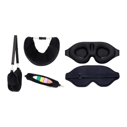 2-in-1 Storage Neck Bag and Stuffable Neck Pillow with Eye Mask for Travel
