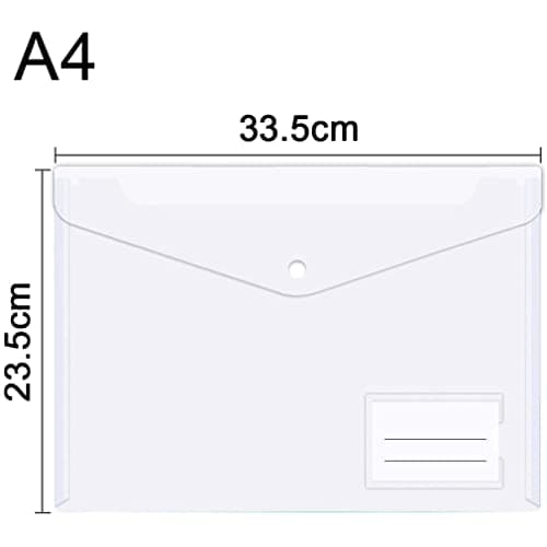 12 Pack Plastic Wallets A4 File Folders Plastic Transparent Document Folder with Label Pocket Snap Button Clear Files Envelope Pockets for Home, Office, School and Travel — view 2