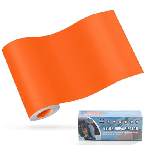 OAZ 10x160 cm Nylon Repair Patches Nylon Fabric Patch Self-Adhesive Tent Repair Patch Kit Waterproof Lightweight Nylon Repair Tape for Clothing Down Jacket Sleeping Bag Orange