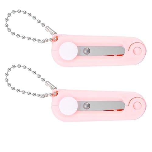 2Pack Pink Foldable Scissors Small, Portable Pocket Travel Scissor for Airplane, Travel, Office, Craft, Sewing, Home