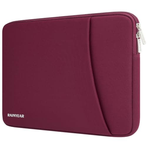RAINYEAR 14 Inch Laptop Sleeve Padded Case with Front Pocket, Red
