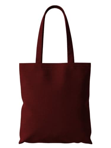 Wonky Line Premium Cotton Tote Bag, Eco-Friendly Shopping Bag, 100% Cotton Canvas, Reusable Grocery Cloth Bag, Extra Strong Long Handle Double Stitched Ideal for Printing (Burgundy)