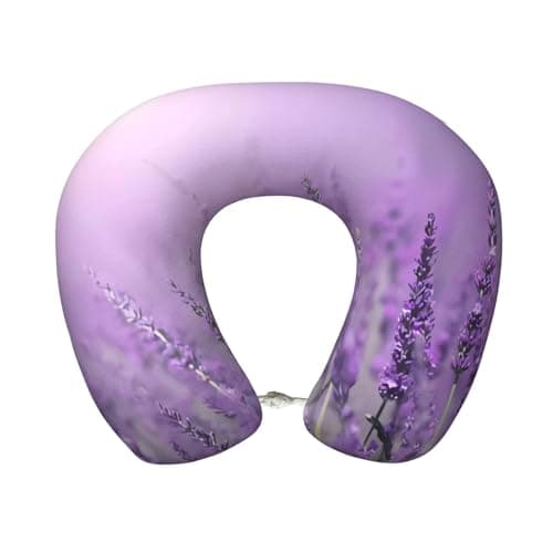 JaoXer Romantic Purple Lavender Memory Foam Travel Pillow â€“ Neck Support for Airplane, Car, Home Office, See Movies, Work, Drive, Leisure